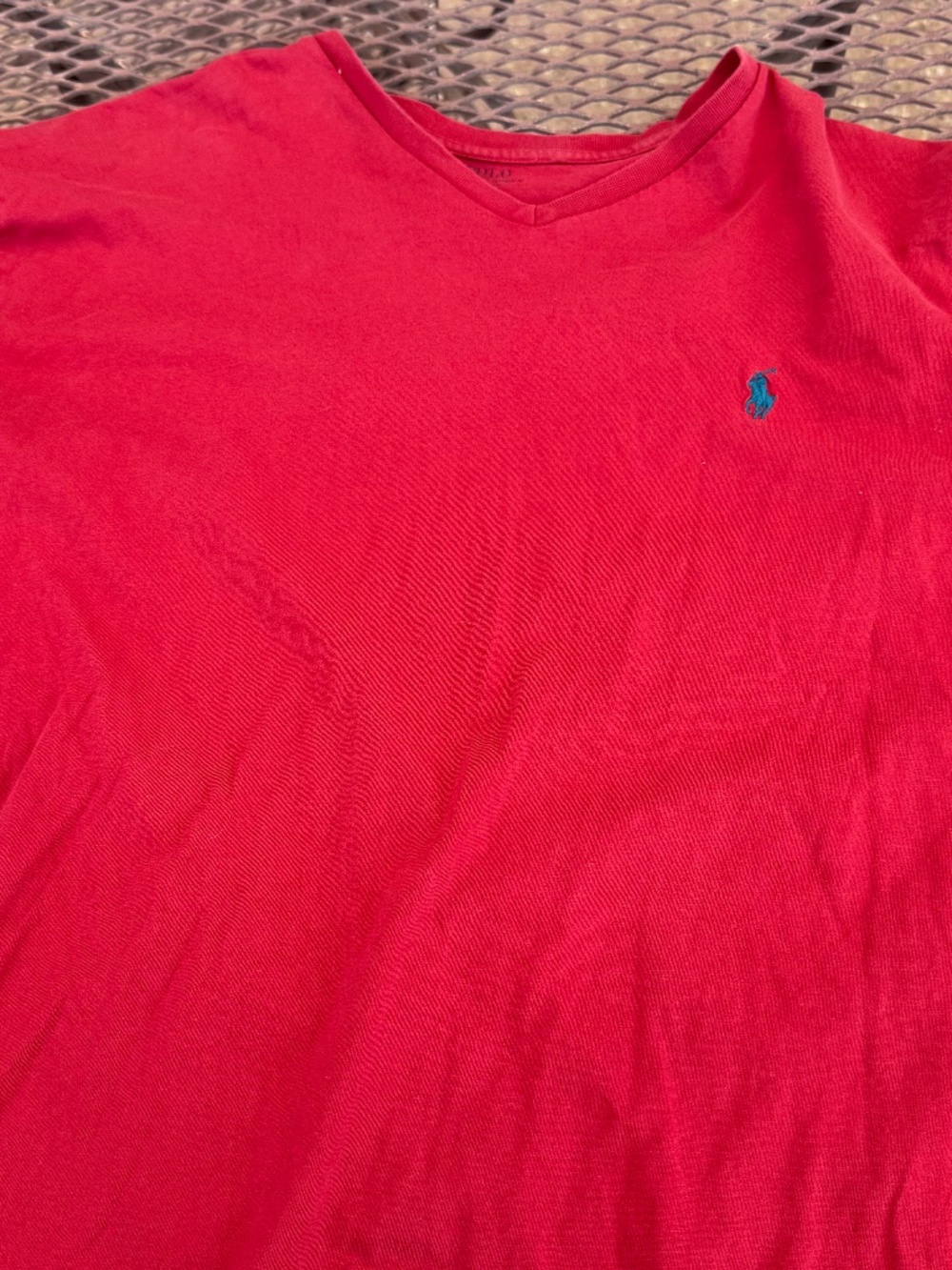 Polo Ralph Lauren Men’s XL Red V-Neck T-Shirt Blue Pony Logo